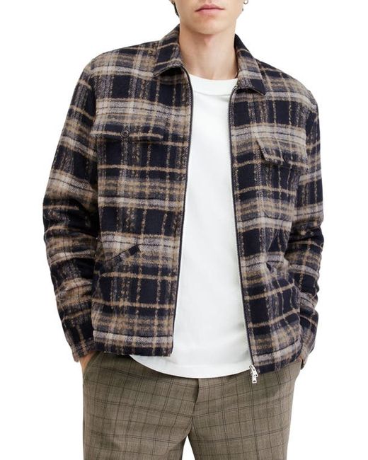 AllSaints Crosby Plaid Faux Shearling Lined Zip Jacket X-Small