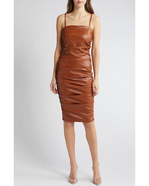 Bebe Ruched Faux Leather Dress X-Small
