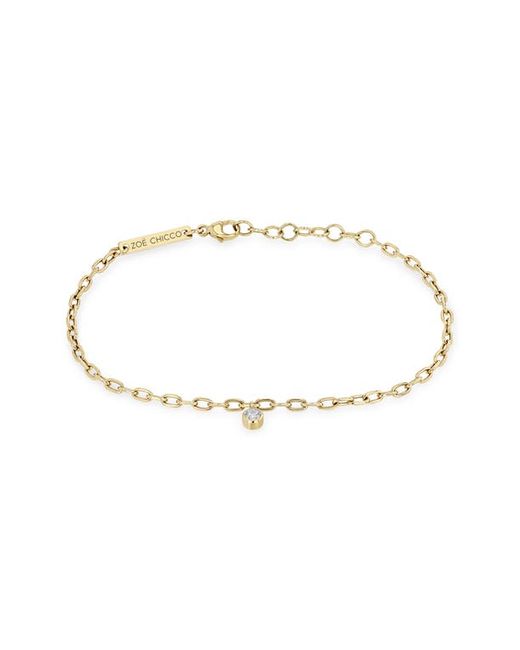 Zoe Chicco Diamond Charm Oval Link Chain Bracelet