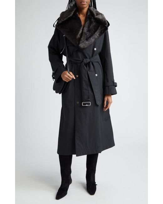 Burberry Kennington Oversize Water Resistant Trench Coat With Removable Faux Fur Trim