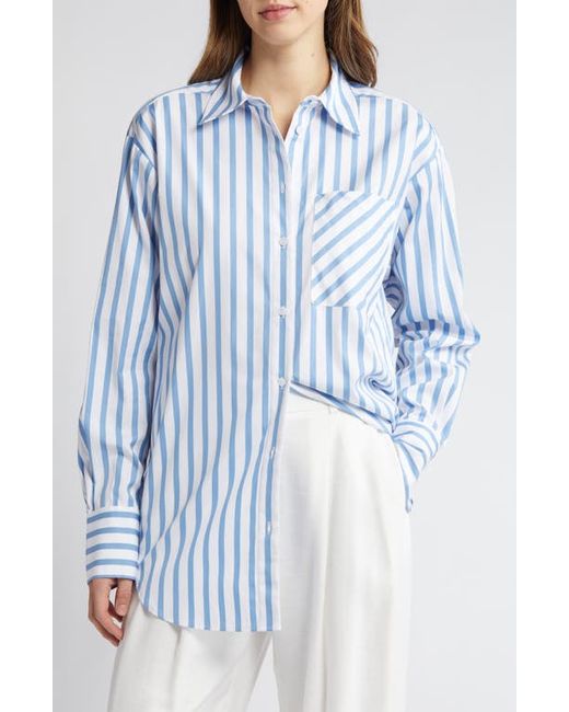Nordstrom Stripe Long Sleeve Cotton Button-Up Shirt Xx-Small