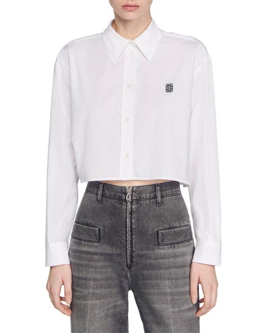 Sandro Kim Cotton Crop Button-Up Shirt