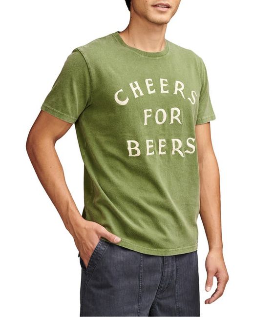 Lucky Brand Cheers for Beers Embroidered Cotton T-Shirt