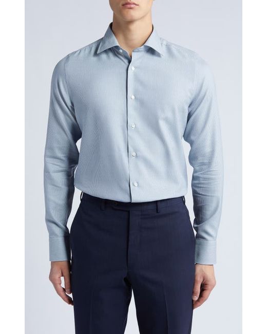 Canali Impeccable Regular Fit Herringbone Cotton Wool Dress Shirt