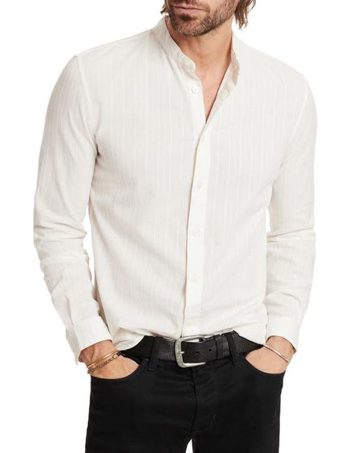 John Varvatos Ben Embroidered Band Collar Button-Up Shirt
