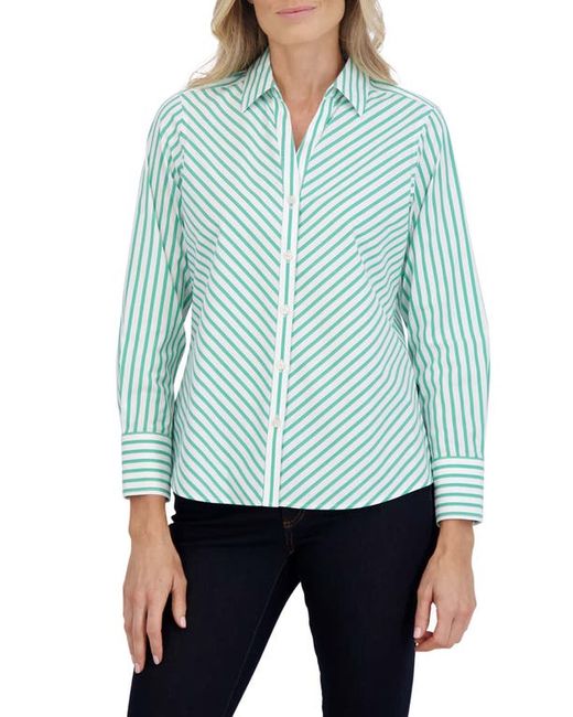 Foxcroft Mary Stripe Stretch Button-Up Shirt