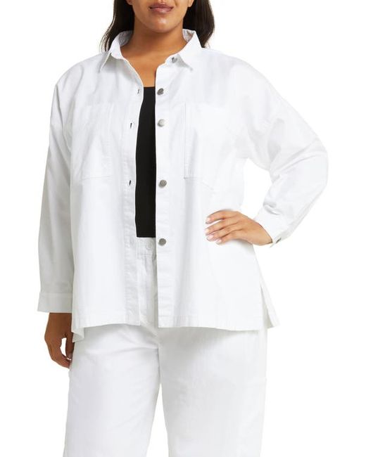 Eileen Fisher Boxy Stretch Organic Cotton Hemp Shirt Jacket