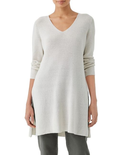 Eileen Fisher Organic Cotton V-Neck Tunic Sweater