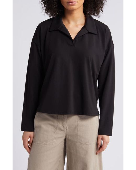 Eileen Fisher Boxy Long Sleeve Johnny Collar Top