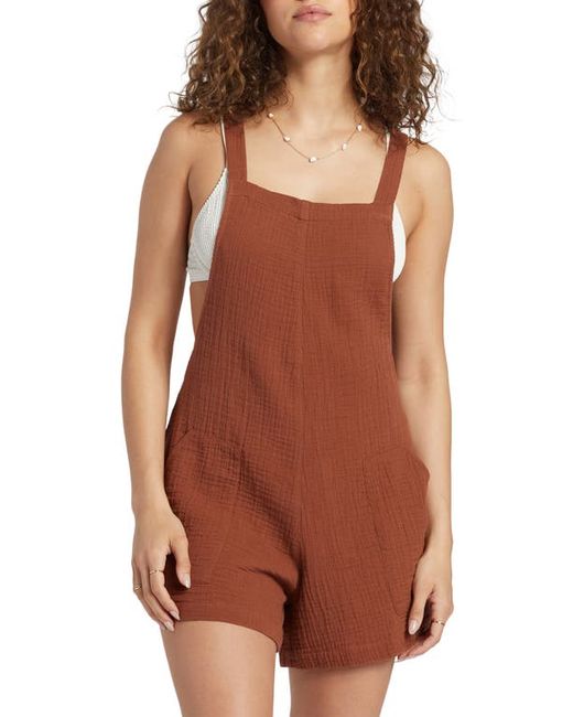 Billabong Beach Crush Cotton Gauze Cover-Up Romper Toasted Coconut Large