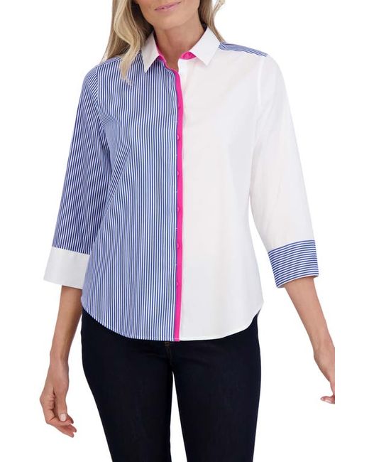 Foxcroft Charlie Colorblock Cotton Blend Button-Up Shirt