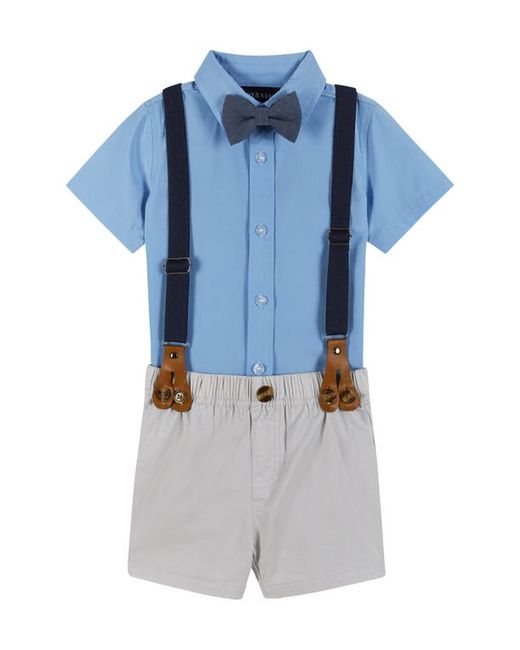 Andy & Evan Short Sleeve Button-Up Shirt Suspenders Bow Tie Shorts Set