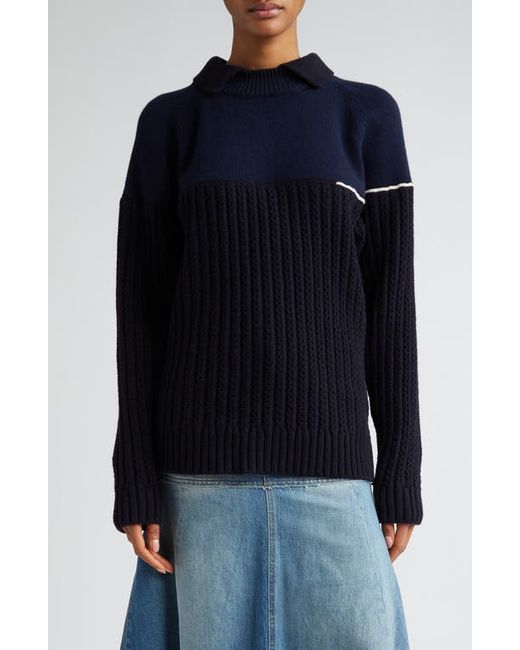 Victoria Beckham Collared Lambswool Mixed Stitch Sweater