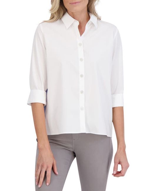 Foxcroft Kelly Colorblock Cotton Blend Button-Up Shirt