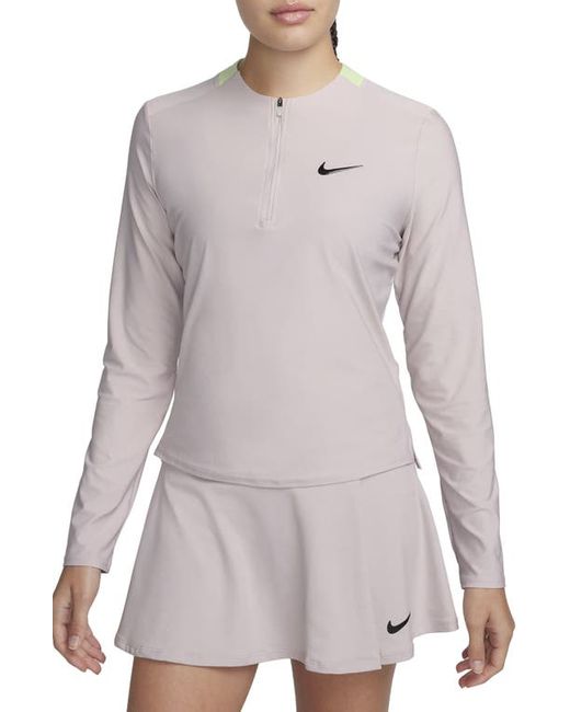 Nike Dri-FIT Advantage Long Sleeve Half Zip T-Shirt Platinum Violet/Black