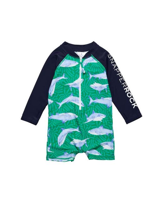 Snapper Rock Reef Shark Long Sleeve One-Piece Rashguard Swimsuit
