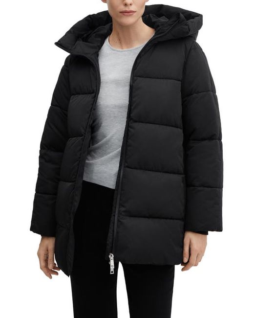 Mango Quilted Hooded Puffer Jacket