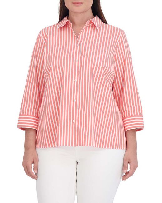 Foxcroft Sandra Stripe Cotton Blend Button-Up Shirt