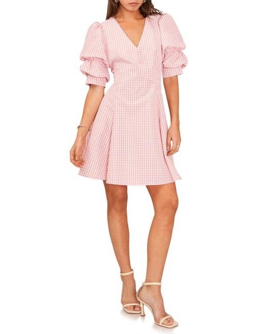 1.State Gingham Bubble Sleeve Dress