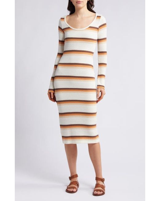 Rip Curl Sun Club Jacquard Stripe Long Sleeve Midi Dress