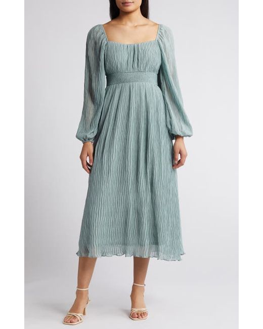 Zoe And Claire Square Neck Long Sleeve Midi Dress