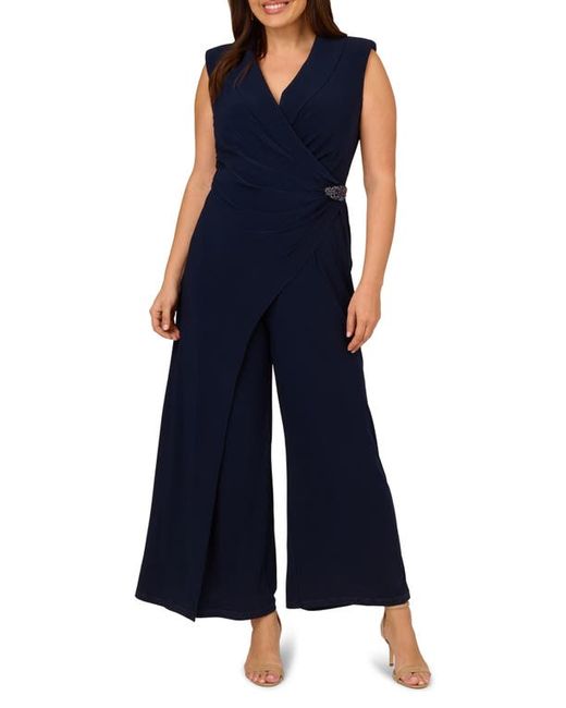 Adrianna Papell Jersey Faux-Wrap Jumpsuit