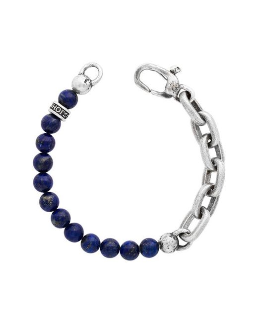 John Varvatos Lapis Lazuli Bead Chain Link Bracelet