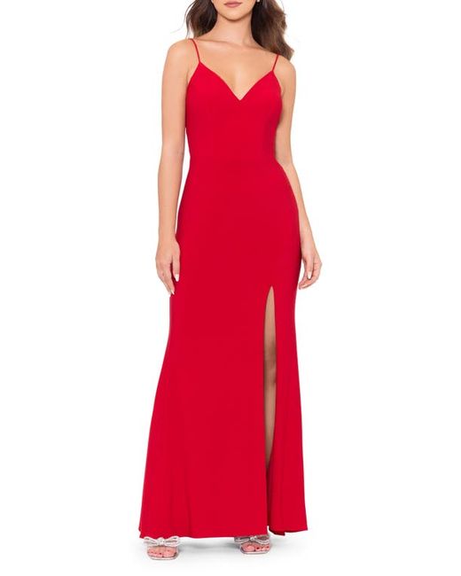 Xscape Knotted Open Back Gown