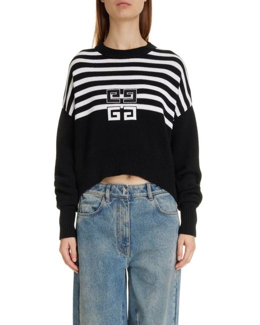 Givenchy Oversize Stripe 4G Patch Crop Sweater