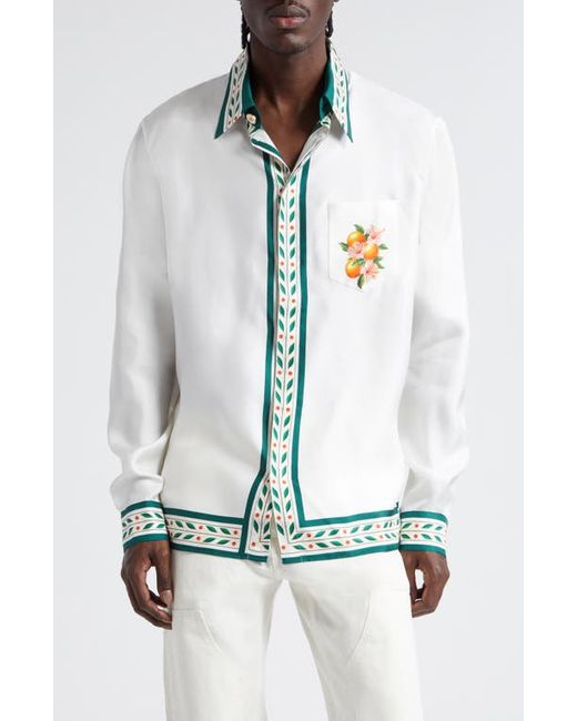 Casablanca Floral Silk Twill Button-Up Shirt