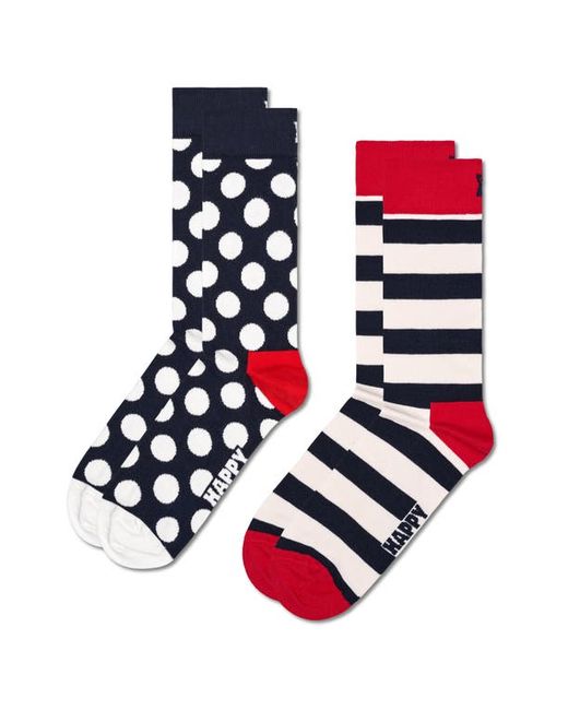 Happy Socks Classic Big Dot Stripes Assorted 2-Pack Cotton Blend Crew Socks