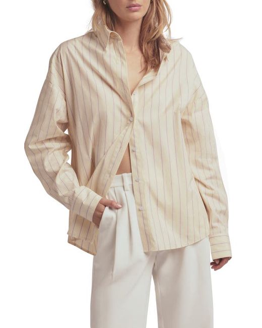 Favorite Daughter Stripe Cotton Button-Up Shirt Cream/White