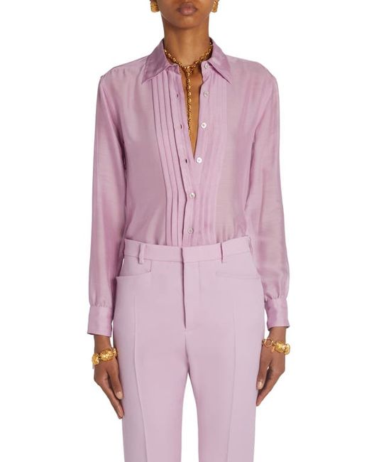 Tom Ford Pleated Silk Batiste Button-Up Shirt