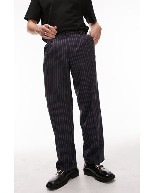 Topman Stripe Wide Leg Suit Trousers
