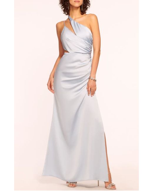 Ramy Brook Kaydence One-Shoulder Cutout Detail Satin Sheath Gown