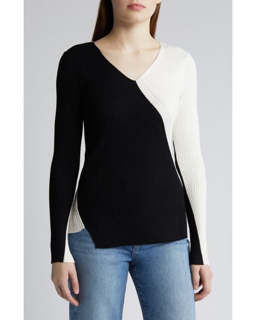 Dkny Sportswear Two-Tone Rib Sweater Black/Ivory