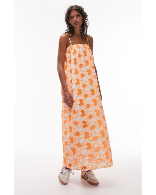 TopShop Floral Embroidered Swing Sundress