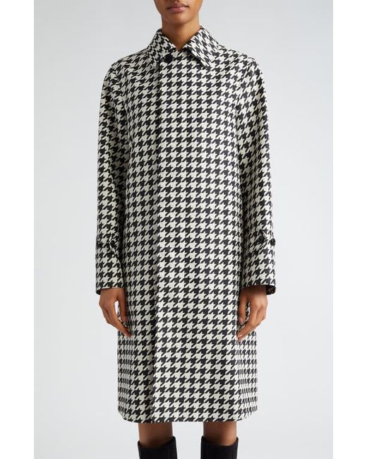 Burberry Houndstooth Check Twill Long Car Coat