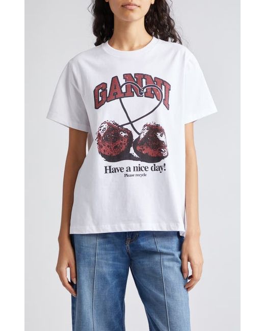 Ganni Cherry Cotton Graphic T-Shirt