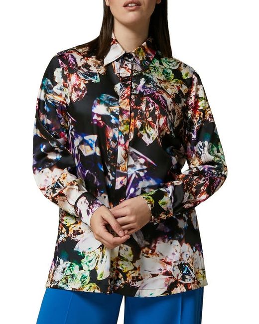 Marina Rinaldi Print Satin Button-Up Shirt