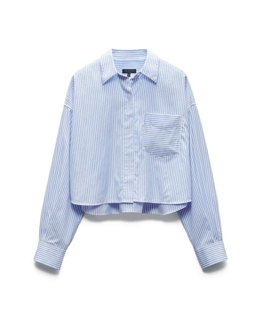 Rag & Bone Beatrice Stripe Cotton Poplin Crop Button-Up Shirt
