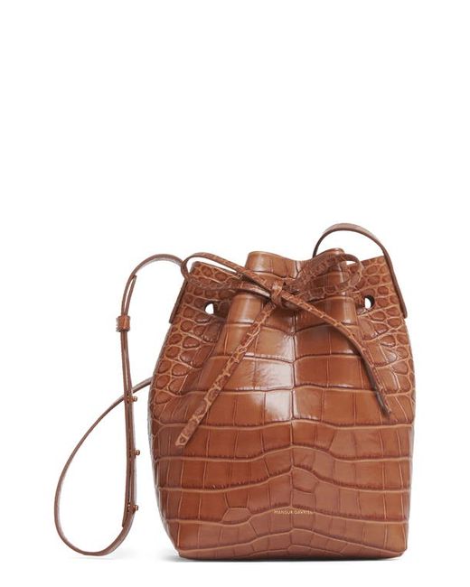 Mansur Gavriel Mini Croc Embossed Leather Bucket Bag