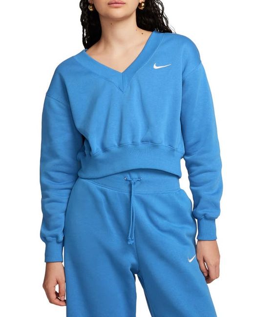 Nike Sportswear Phoenix Fleece V-Neck Crop Sweatshirt Star Sail