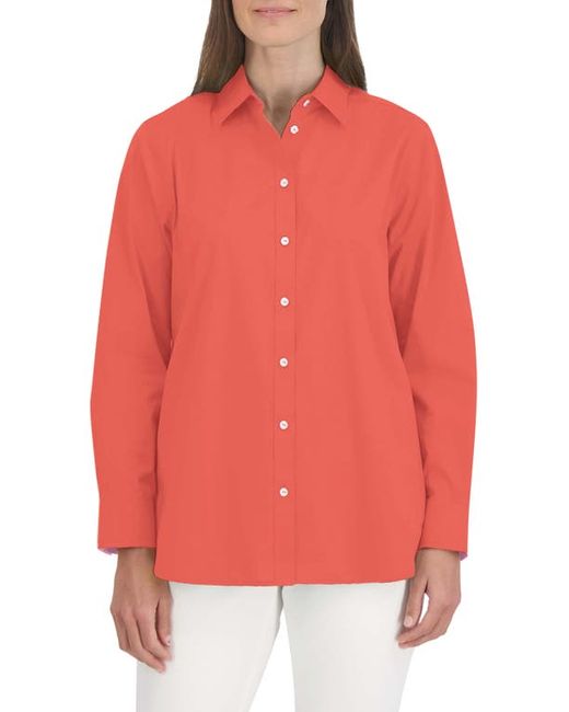 Foxcroft Oversize Cotton Blend Button-Up Shirt