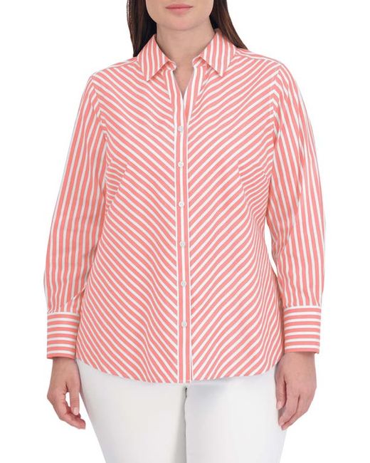 Foxcroft Mary Stripe Stretch Button-Up Shirt