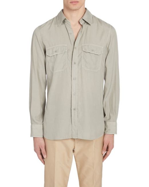 Tom Ford Military Fit Fluid Twill Button-Up Shirt