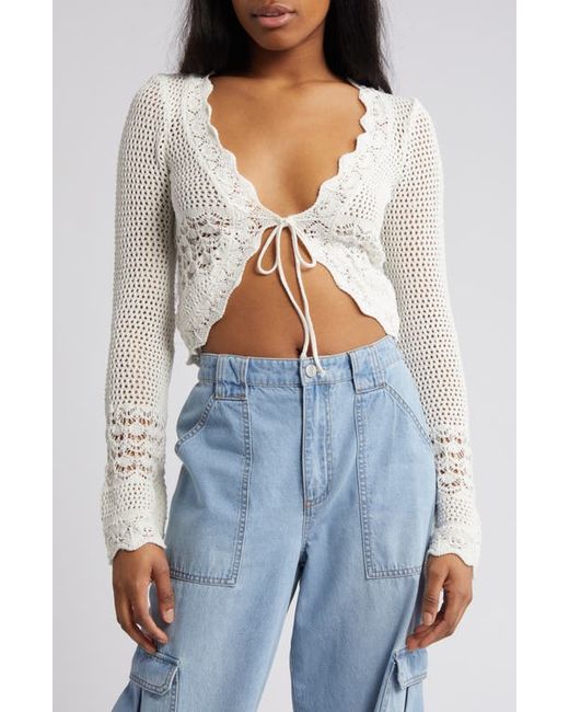 BDG Urban Outfitters Open Stitch Tie Front Crop Cardigan