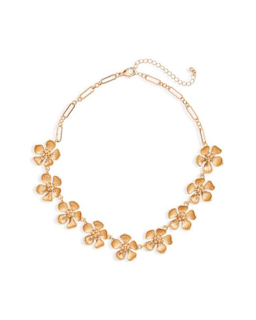 Nordstrom Imitation Pearl Crystal Floral Necklace