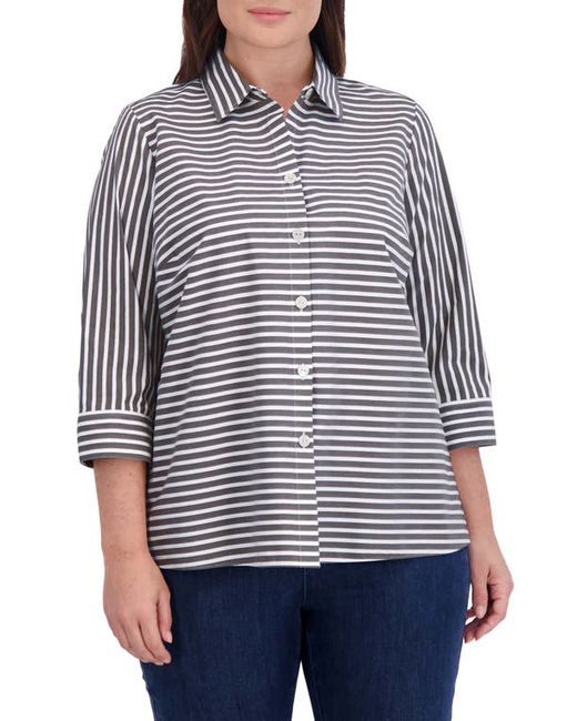 Foxcroft Kelly Stripe Cotton Blend Button-Up Shirt