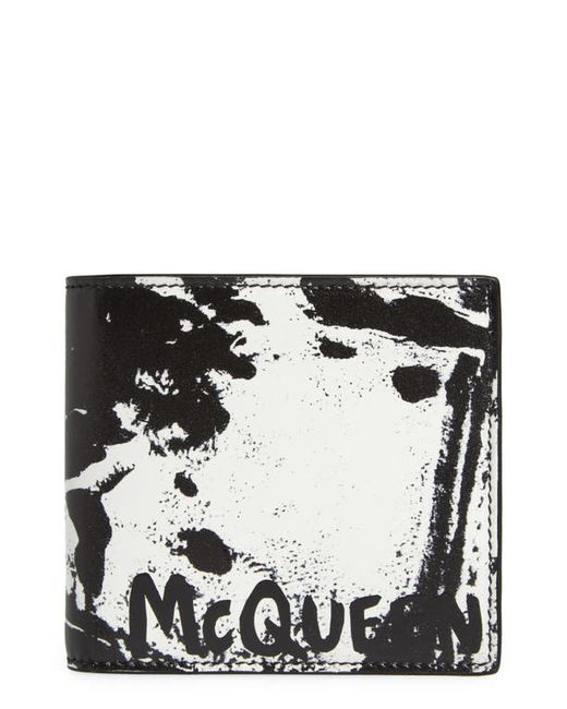 Alexander McQueen Graffiti Logo Leather Bifold Wallet Black